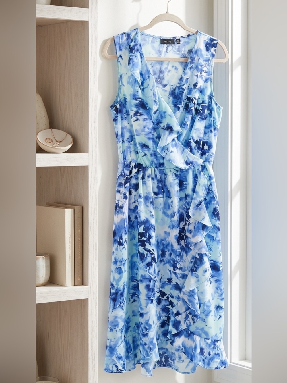 Apt. 9 Blue Floral Ruffle Wrap Midi Dress